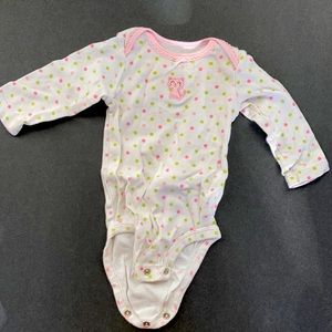 Carter's White Pink Kitten & Trim Green & White Polka dots Snap Closures Sz 6 mo